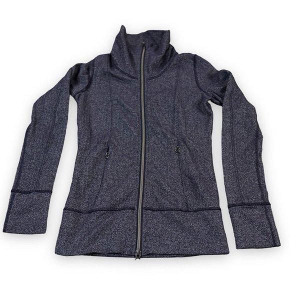 Lululemon Activewear Performance‎ Jacket Navy Blue Gray Full Zip Collared Size 2 - Picture 1 of 14